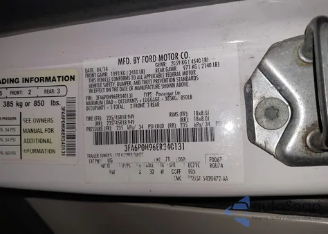 2014 Ford Fusion Se from USA, damaged, VIN 3FA6P0H96ER340131